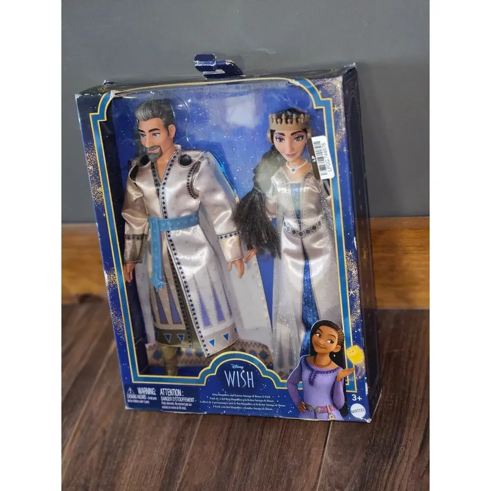 Mattel Disney’s Wish 2-Doll Set, King Magnifico Queen Amaya Posable Dolls